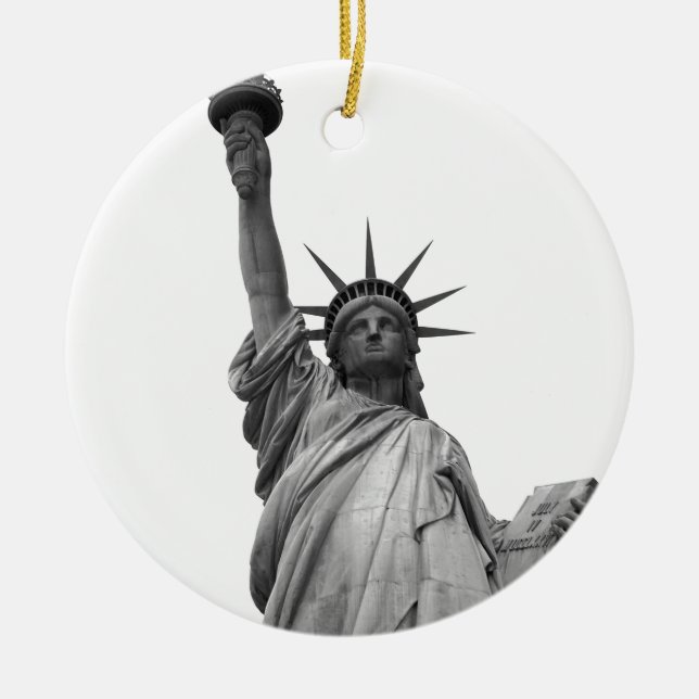 Black & White Statue of Liberty Christmas Tree Decoration (Front)