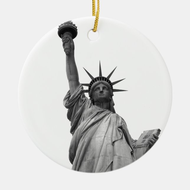Black & White Statue of Liberty Christmas Tree Decoration (Front)