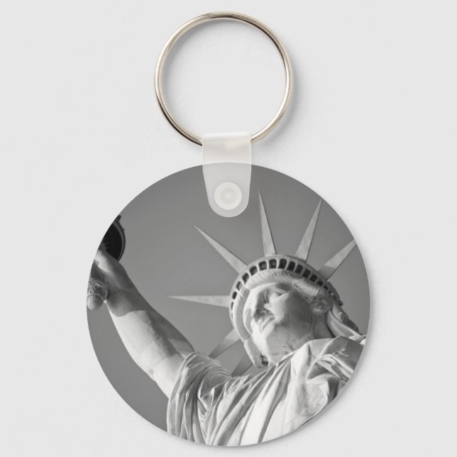 Black White Statue of Liberty Key Ring (Front)