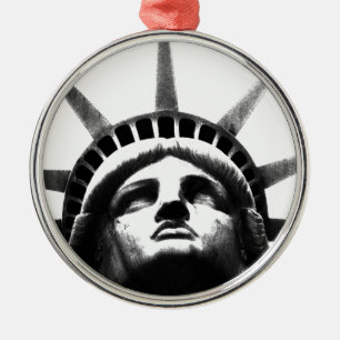 Black & White Statue of Liberty Metal Tree Decoration
