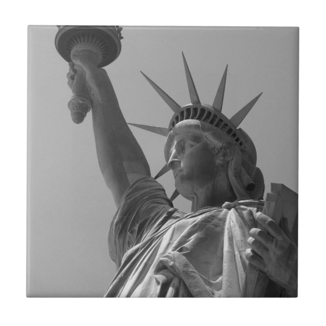 Black & White Statue of Liberty New York City Tile (Front)