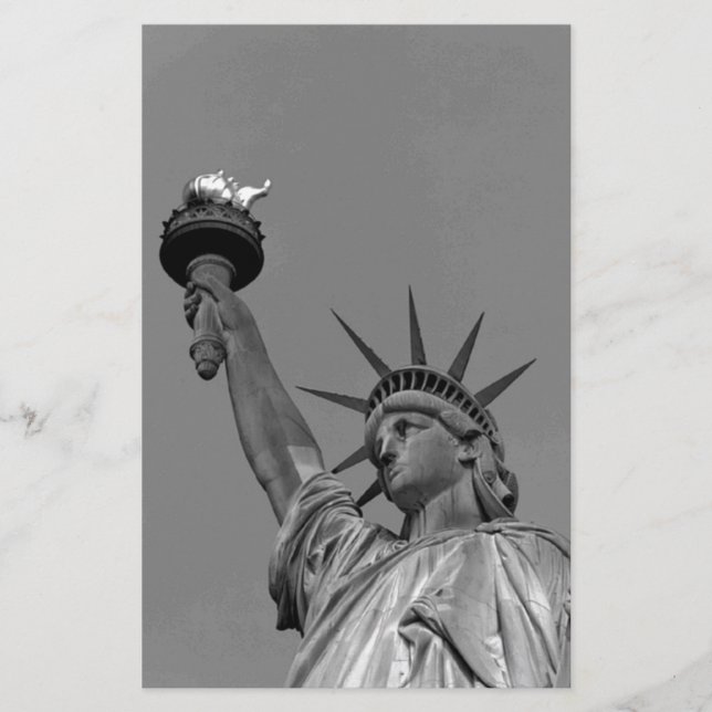Black & White Statue of Liberty New York Stationery (Front)