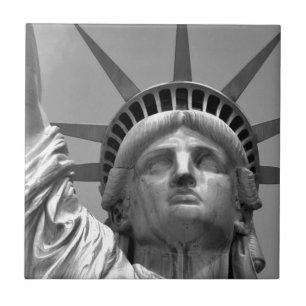 Black & White Statue of Liberty New York Tile