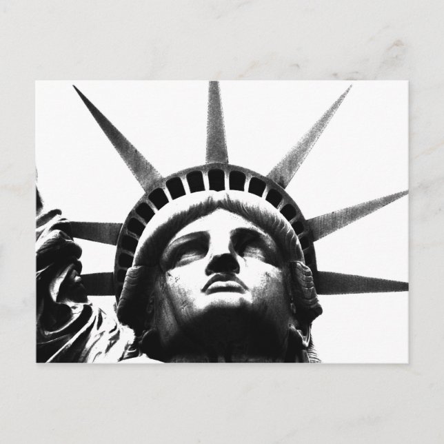 Black & White Statue of Liberty Postcard (Front)