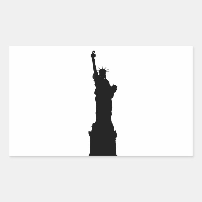 Black & White Statue of Liberty Silhouette Rectangular Sticker (Front)