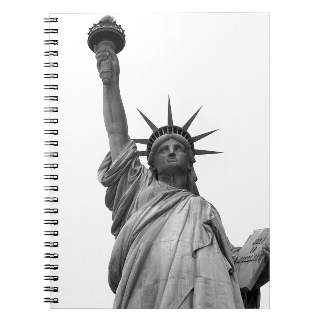 Black & White Statue of Liberty Spiral Notebook (Front)