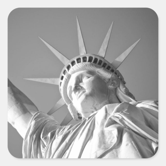 Black White Statue of Liberty Square Sticker (Front)
