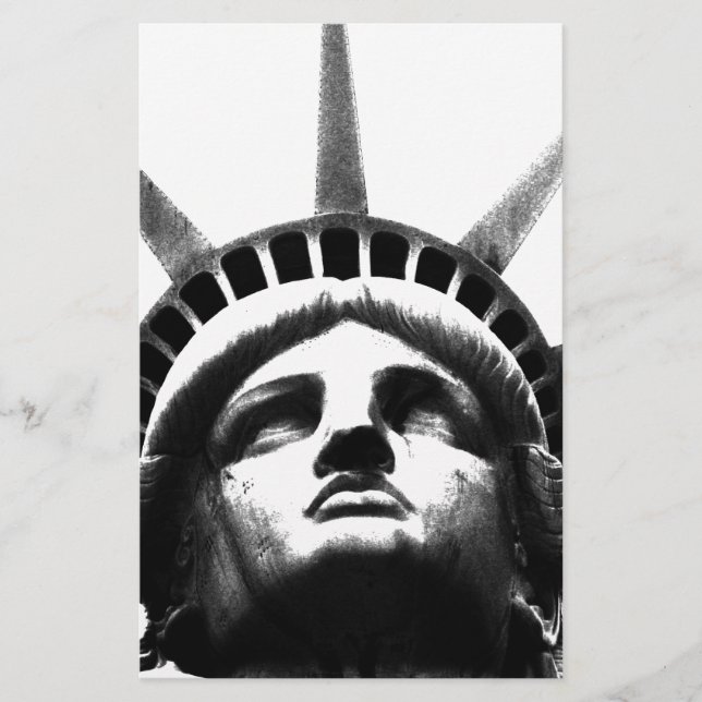 Black & White Statue of Liberty Stationery (Front)