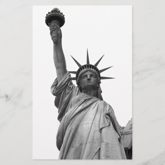 Black & White Statue of Liberty Stationery (Front)
