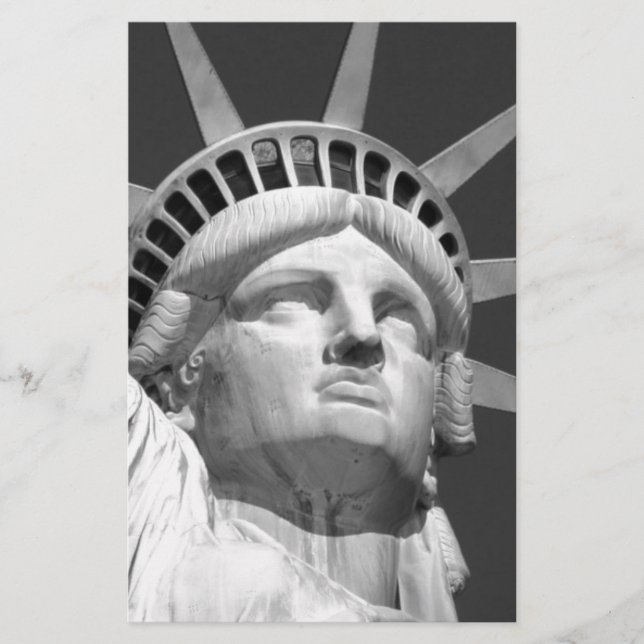 Black & White Statue of Liberty Stationery (Front)