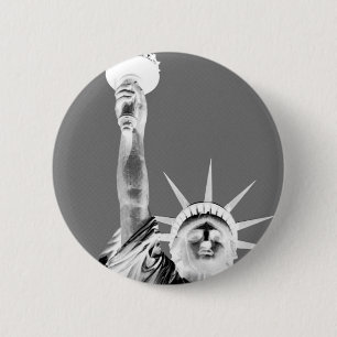 Black & White Statueof Liberty New York City 6 Cm Round Badge