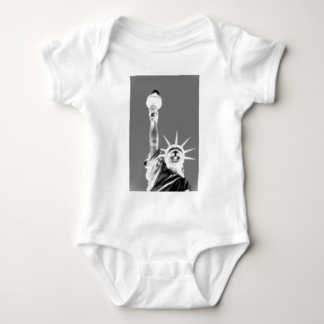 Black & White Statueof Liberty New York City Baby Bodysuit (Front)