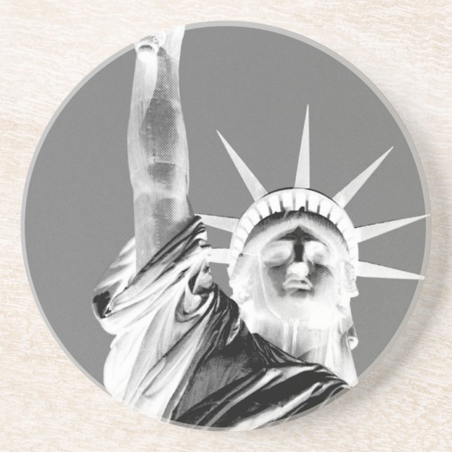 Black & White Statueof Liberty New York City Coaster (Front)