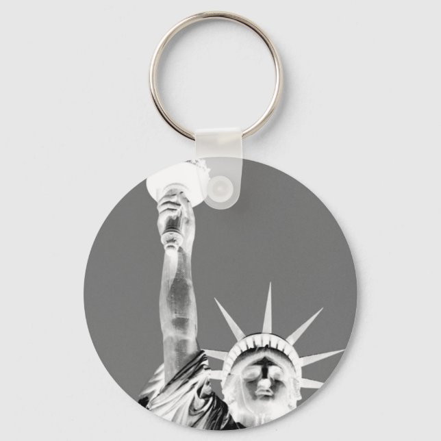 Black & White Statueof Liberty New York City Key Ring (Front)