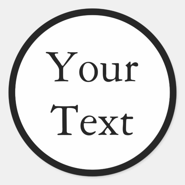 Black & White Stickers or Labels w/ Custom Text (Front)