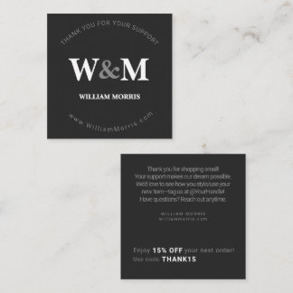 Black White Streetwear Edgy Branded Company Thanks Square Business Card