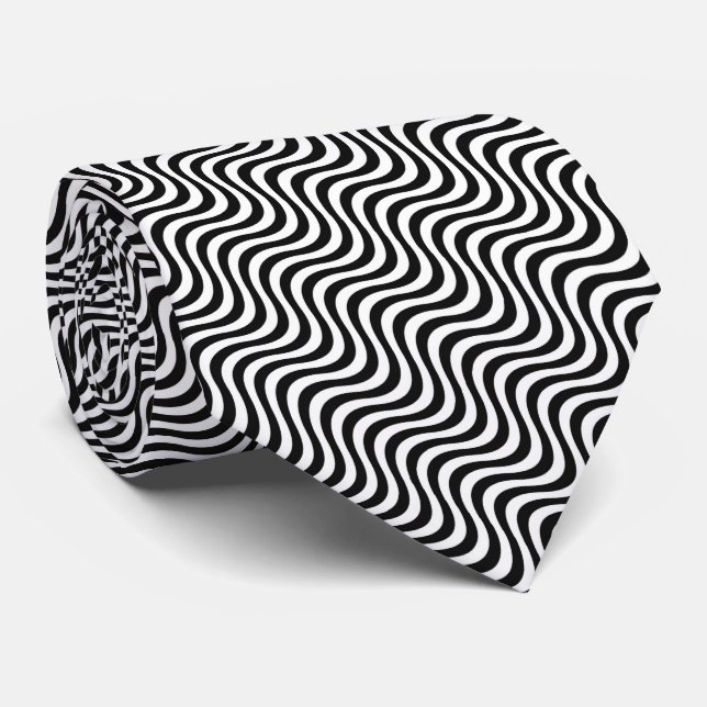 BLACK & WHITE STRIPE-2 TIE (Rolled)