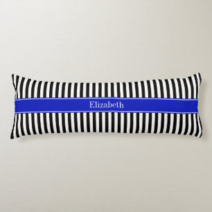 Black White Stripe Black Name Monogram Body Cushion
