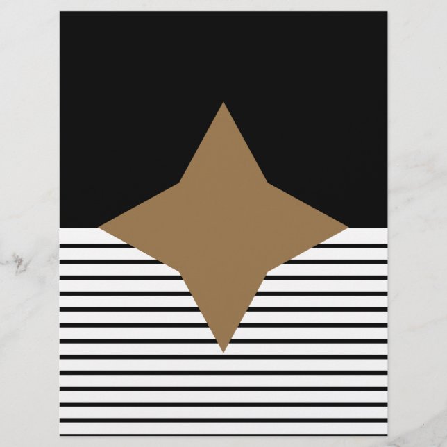 Black White Stripe & Brown Diamond Scrapbook Paper (Front)
