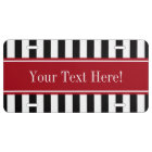 Black White Stripe Cranberry Red Name Monogram