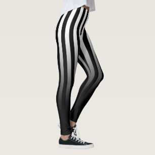 Black White Stripe Fade To Black Leggings