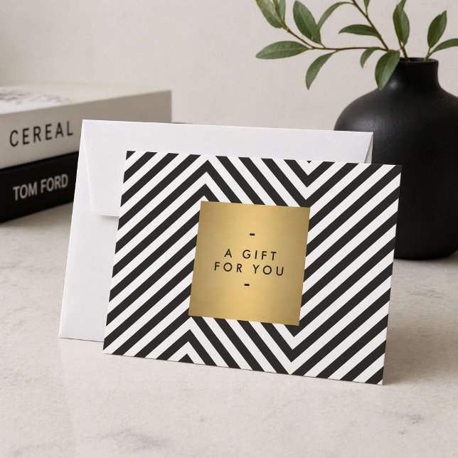 Black White Stripe Gold Minimalist Gift Card (Creator Uploaded)