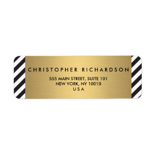 Black White Stripe Gold Minimalist Modern