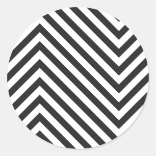 Black White Stripe Gold Minimalist Modern Clean Classic Round Sticker