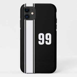 Black & White Stripe Jersey Numbered iPhone Case