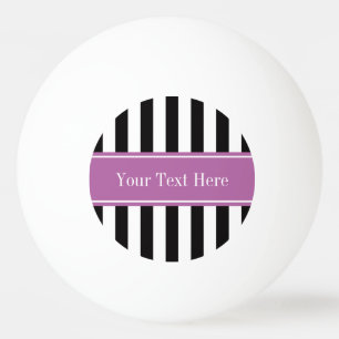 Black White Stripe Orchid Ribbon Name Monogram Ping Pong Ball