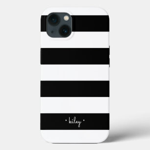 Black & White Stripe Personalised iPhone 13 Case