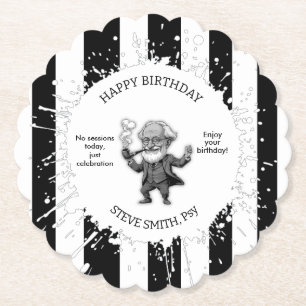 Black White  Stripe Psychology Freud CartoON Paper Coaster