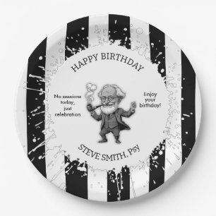 Black White Stripe Psychology Freud CARTOON Paper Plate