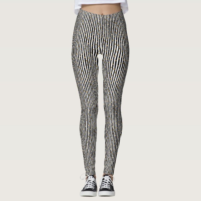 Black & white stripe stars leggings (Front)