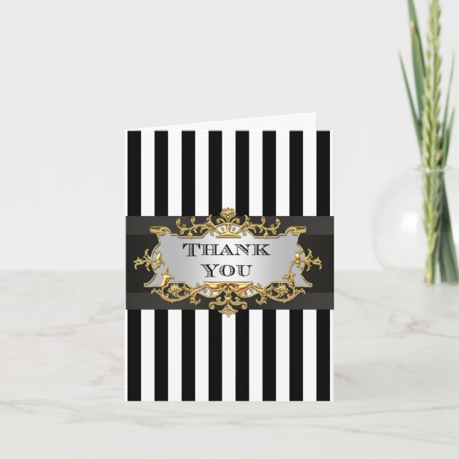 Black White Stripe Thank You for AA Card (Front)