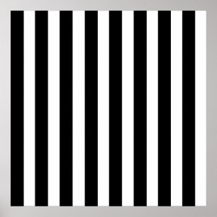 Black White Stripe Vertical Straight Lines Pattern Poster