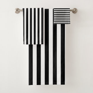 Black & white striped bath towel set