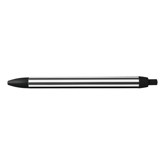 Black & White Striped Black Ink Pen (Front)