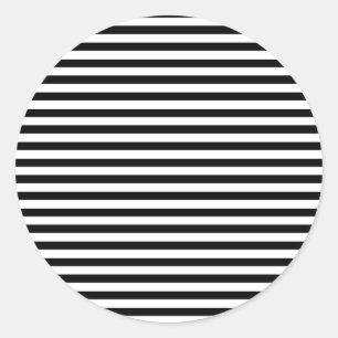 Black & white striped classic round sticker