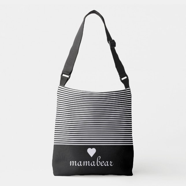 Black & White Striped Crossbody Bag (Front)