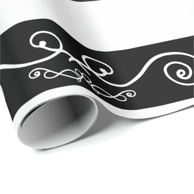Black White striped design Wrapping Paper (Roll Corner)