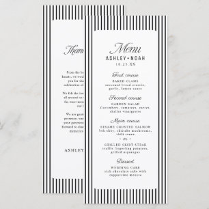 Black & White Striped Elegance Classy Wedding Menu