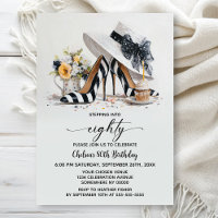 Black White Striped High Heel Shoes 80th Birthday
