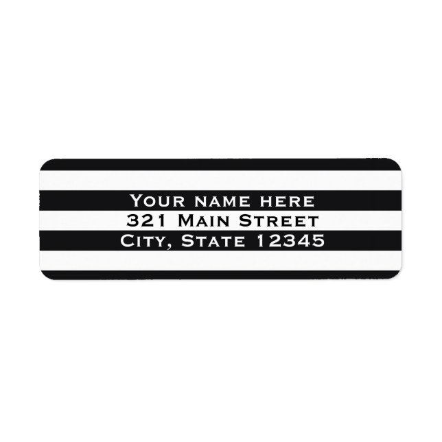 Black & White Striped Invitation Address Label (Front)