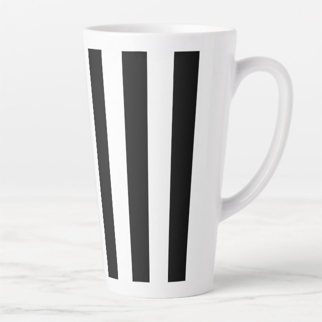 Black & White Striped  Latte Mug (Right)
