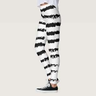 Black white striped leggings