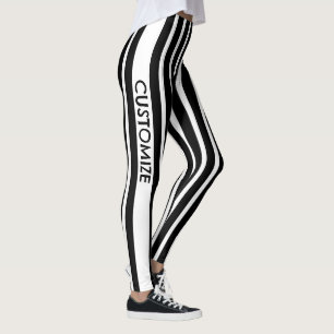 Black & White Striped Leggings w/ Custum Text