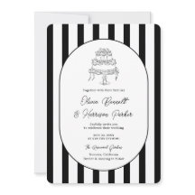Black White Striped Modern Wedding Invitation