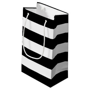 Black White Striped Modern Wedding Party Small Gift Bag