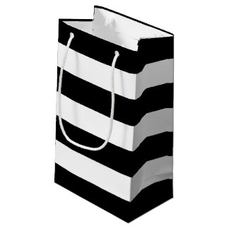 Black White Striped Modern Wedding Party Small Gift Bag